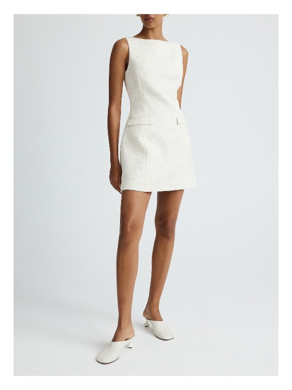Anna Quan Cream Sleeveless Tweed Mini Dress